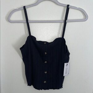 NWT Volcom Lived in Lounge Black Button-Up Women's Tank Top | M